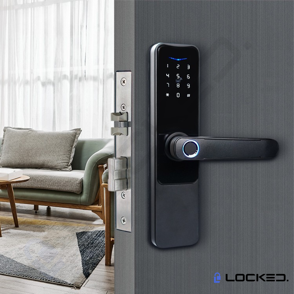 Yala Smart, Locked N02, Aluminiu, Access Amprenta, Cod, Card, Aplicatie, pentru usi MDF, Metalice