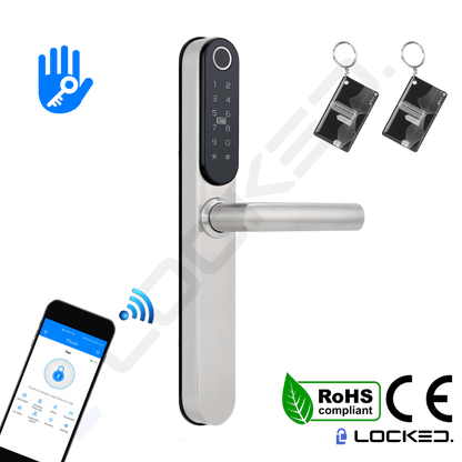 Yala Smart, Locked T01, Inox, Access Amprenta, Cod, Card, Aplicatie, pentru usi PVC, MDF, Lemn