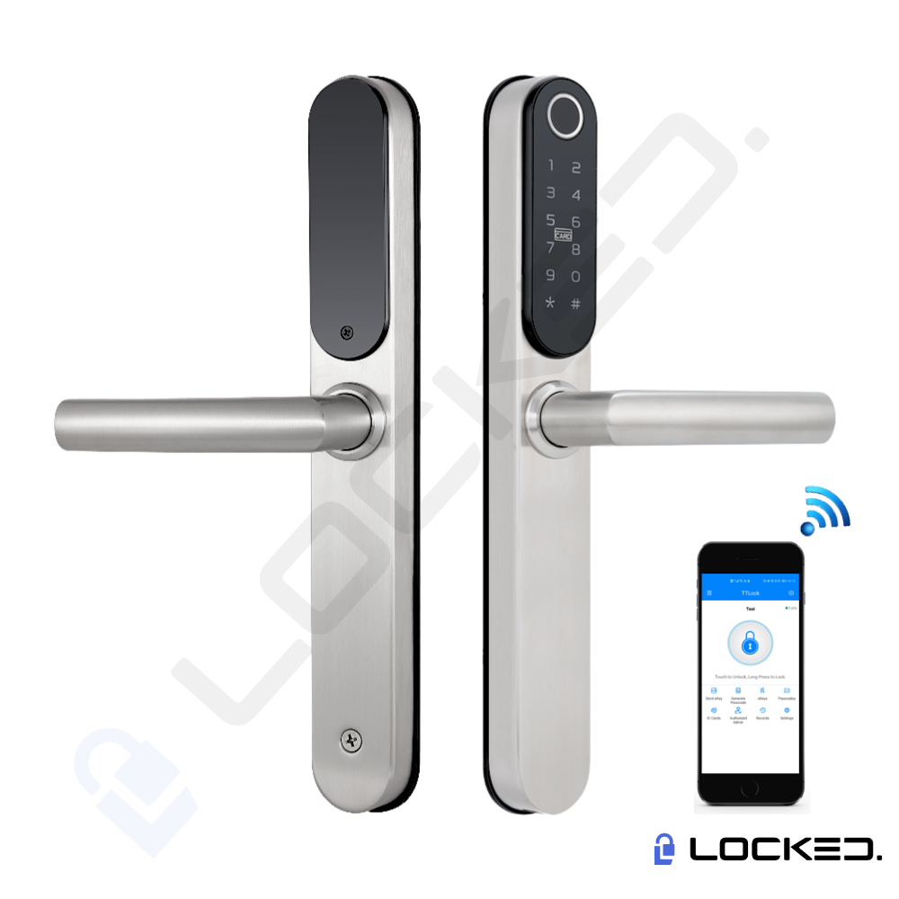 Yala Smart, Locked T01, Inox, Access Amprenta, Cod, Card, Aplicatie, pentru usi PVC, MDF, Lemn