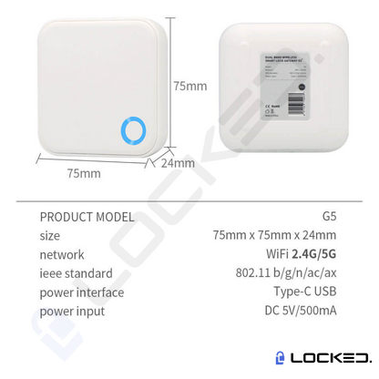 Gateway G5 Dual Band Wifi/Bluetooth TTLOCK, pentru Yale smart si Acces Control (2.4/5Ghz)