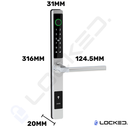 Yala Smart, Locked S01, UltraSlim, Aluminiu, Access Amprenta, Cod, Card, Aplicatie, pentru usi PVC