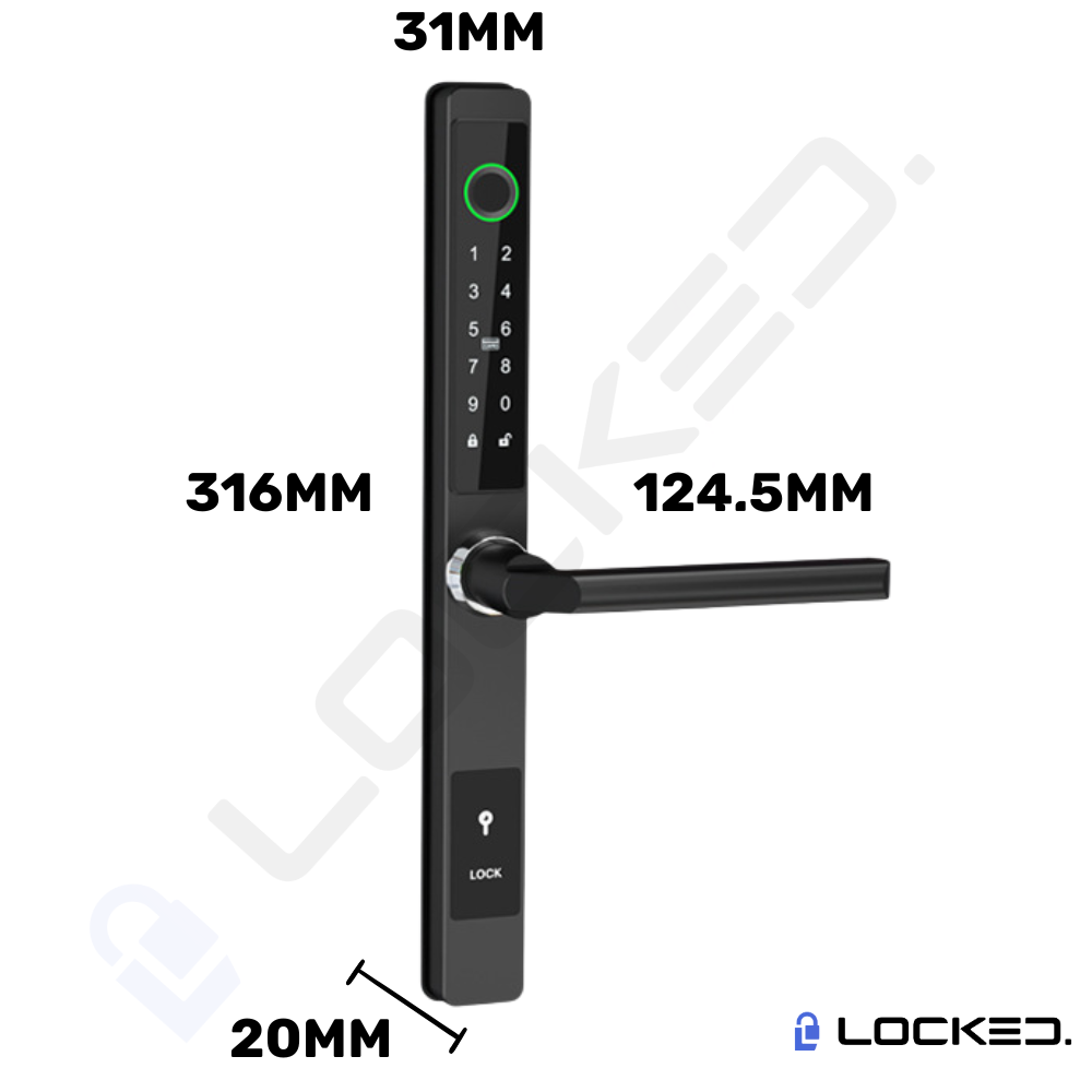 Yala Smart, Locked S01, UltraSlim, Black, Aluminiu, Access Amprenta, Cod, Card, Aplicatie, pentru usi PVC