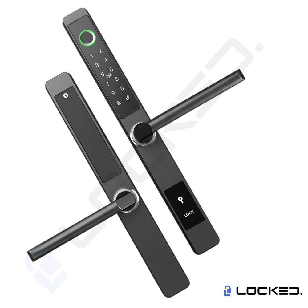 Yala Smart, Locked S01, UltraSlim, Black, Aluminiu, Access Amprenta, Cod, Card, Aplicatie, pentru usi PVC