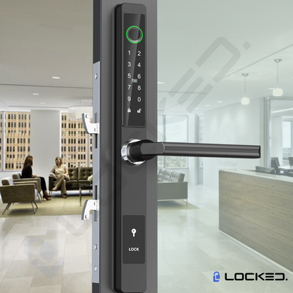 Yala Smart, Locked S01, UltraSlim, Black, Aluminiu, Access Amprenta, Cod, Card, Aplicatie, pentru usi PVC