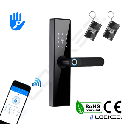 Yala Smart, Locked N01,Black, Aluminiu, Access Amprenta, Cod, Card, Aplicatie, pentru usi MDF, Metalice
