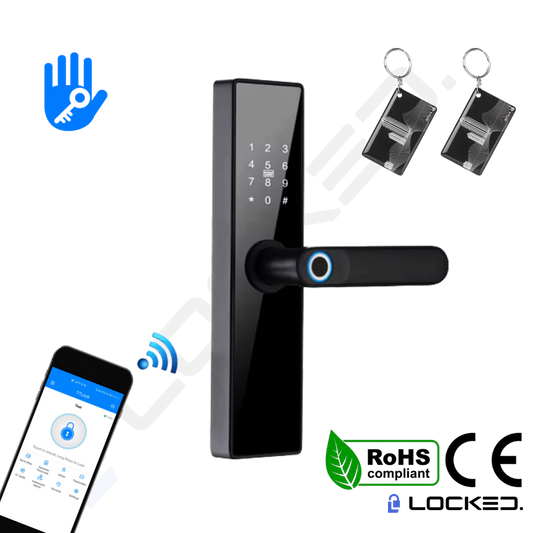 Yala Smart, Locked N01,Black, Aluminiu, Access Amprenta, Cod, Card, Aplicatie, pentru usi MDF, Metalice