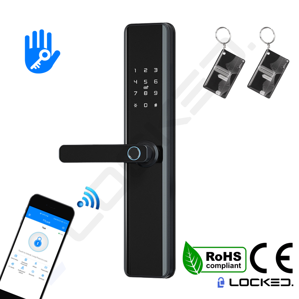 Yala Smart, Locked M01, Aluminiu, Access Amprenta, Cod, Card, Aplicatie, pentru usi Metalice