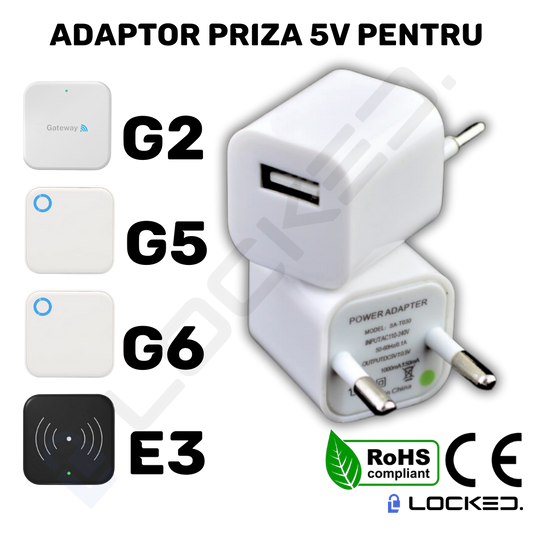 Adaptor Priza-USB 5V pentru Gateway si Encoder