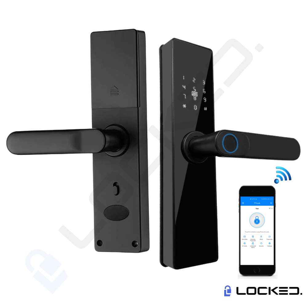 Yala Smart, Locked N01,Black, Aluminiu, Access Amprenta, Cod, Card, Aplicatie, pentru usi MDF, Metalice