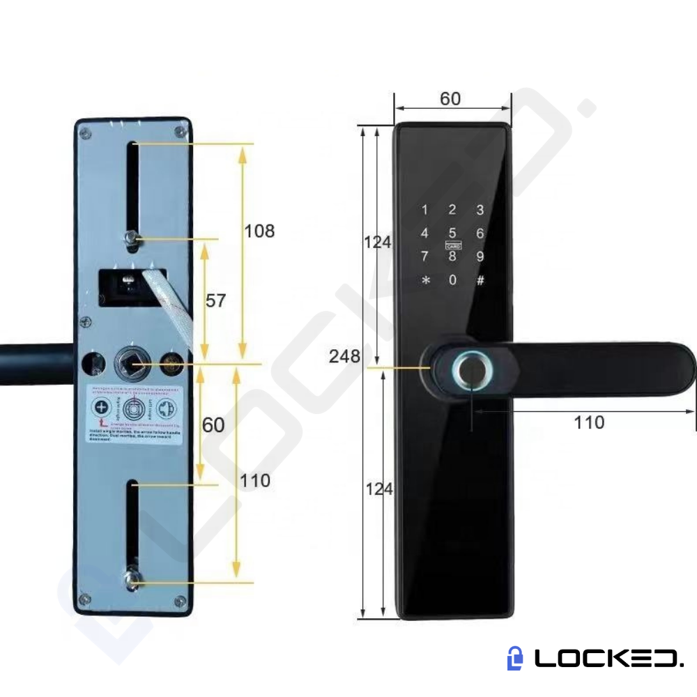 Yala Smart, Locked N01, Copper, Aluminiu, Access Amprenta, Cod, Card, Aplicatie, pentru usi MDF, Metalice