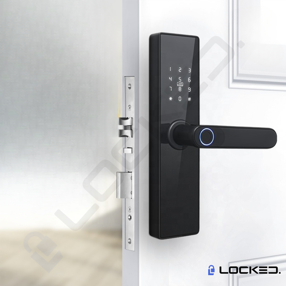 Yala Smart, Locked N01,Black, Aluminiu, Access Amprenta, Cod, Card, Aplicatie, pentru usi MDF, Metalice