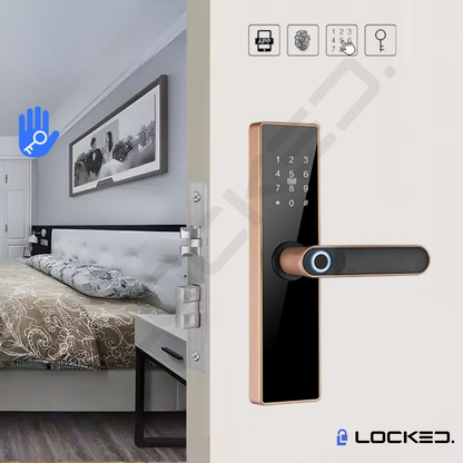 Yala Smart, Locked N01, Copper, Aluminiu, Access Amprenta, Cod, Card, Aplicatie, pentru usi MDF, Metalice