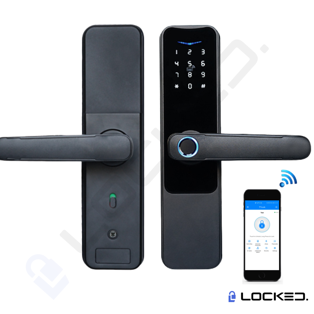 Yala Smart, Locked N02, Aluminiu, Access Amprenta, Cod, Card, Aplicatie, pentru usi MDF, Metalice