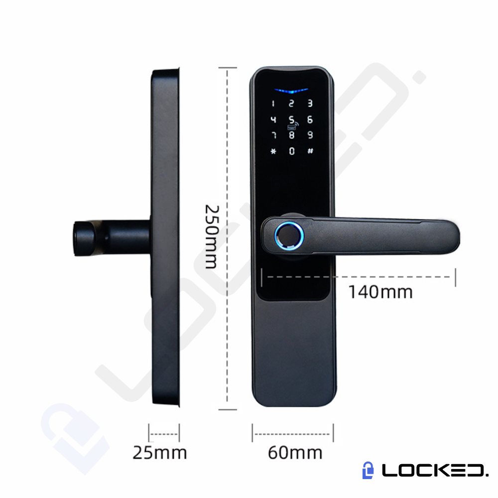 Yala Smart, Locked N02, Aluminiu, Access Amprenta, Cod, Card, Aplicatie, pentru usi MDF, Metalice