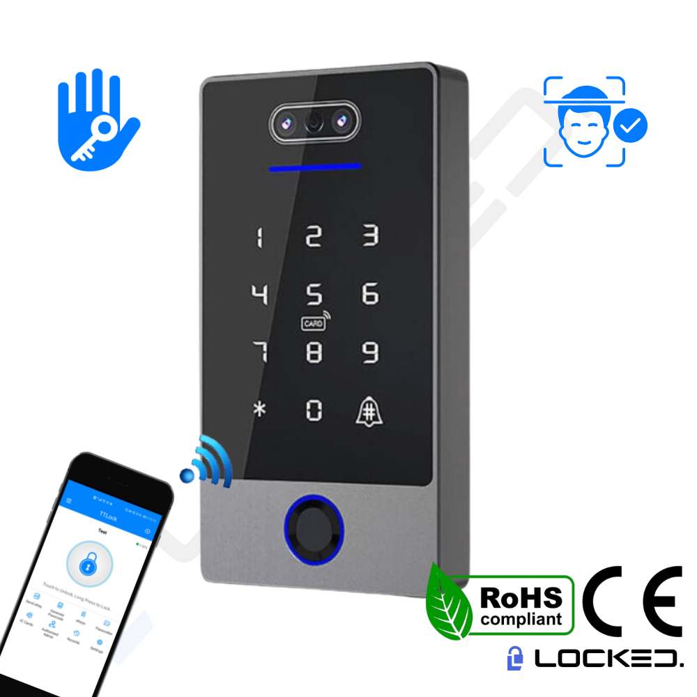 Control Acces C02 - Face ID, Access Recunoastere Faciala, Amprenta, Cod, Card, Aplicatie, pentru usi si porti