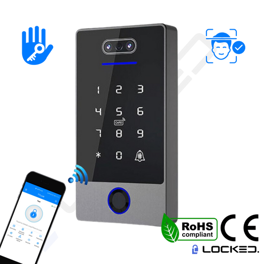 Control Acces C02 - Face ID, Access Recunoastere Faciala, Amprenta, Cod, Card, Aplicatie, pentru usi si porti