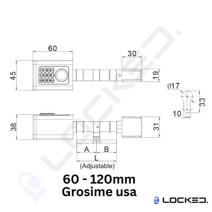 Cilindru (butuc) Smart, Locked X01, Black, Access Amprenta, Cod,, Aplicatie, pentru usi MDF, Metalice, Termopan