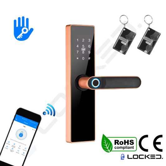 Yala Smart, Locked N01, Copper, Aluminiu, Access Amprenta, Cod, Card, Aplicatie, pentru usi MDF, Metalice