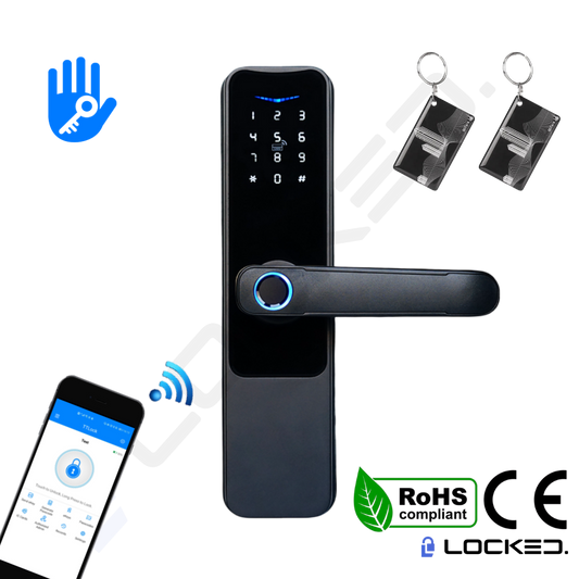 Yala Smart, Locked N02, Aluminiu, Access Amprenta, Cod, Card, Aplicatie, pentru usi MDF, Metalice