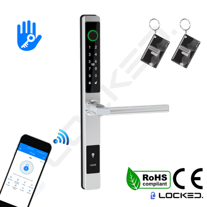 Yala Smart, Locked S01, UltraSlim, Aluminiu, Access Amprenta, Cod, Card, Aplicatie, pentru usi PVC