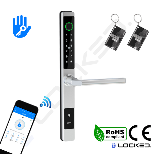 Yala Smart, Locked S01, UltraSlim, Aluminiu, Access Amprenta, Cod, Card, Aplicatie, pentru usi PVC